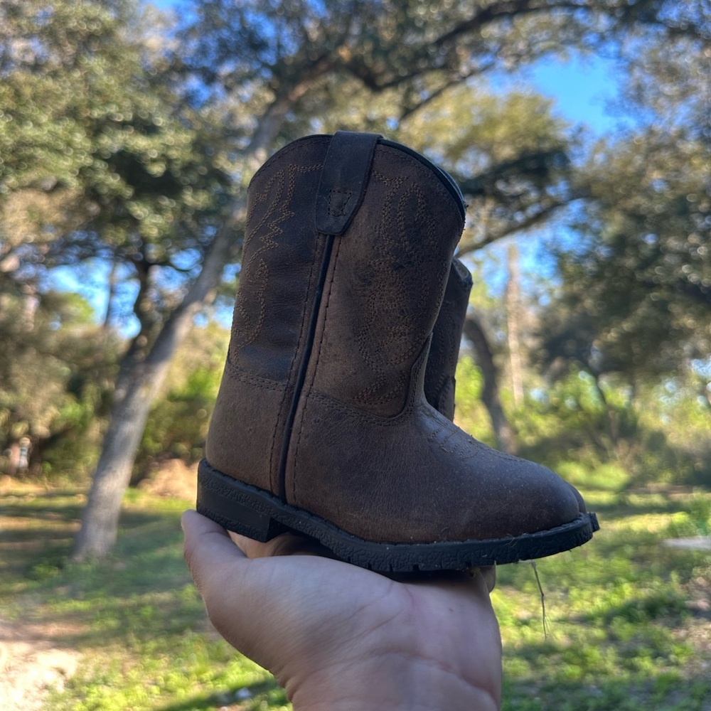 Brown leather boots